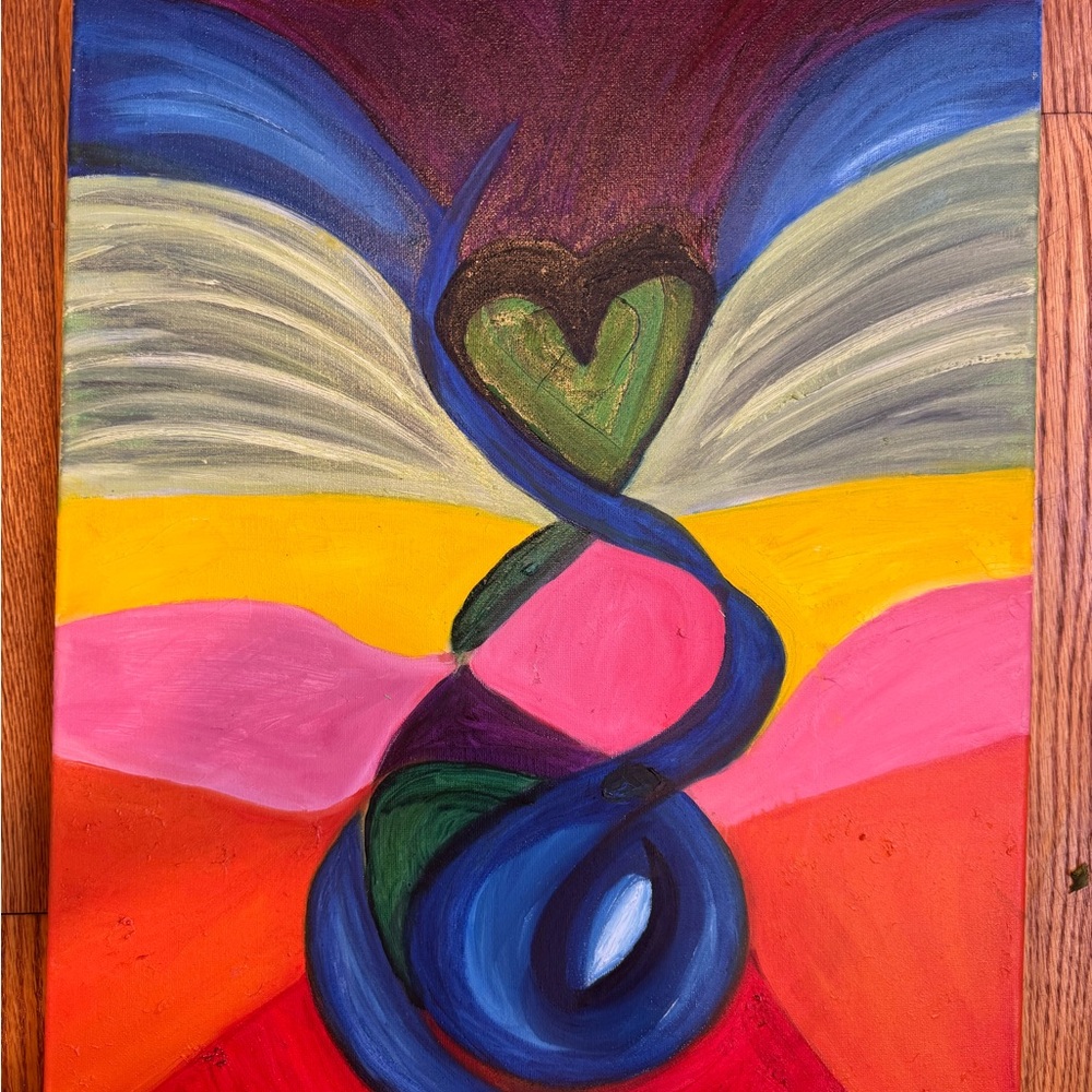 Hand Crafted Abstract Art Paint Oil on Canvas. Layered Textured Oil paint 15x18